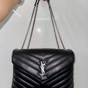 Yves Saint Laurent Black Chevron Shoulder Bag
